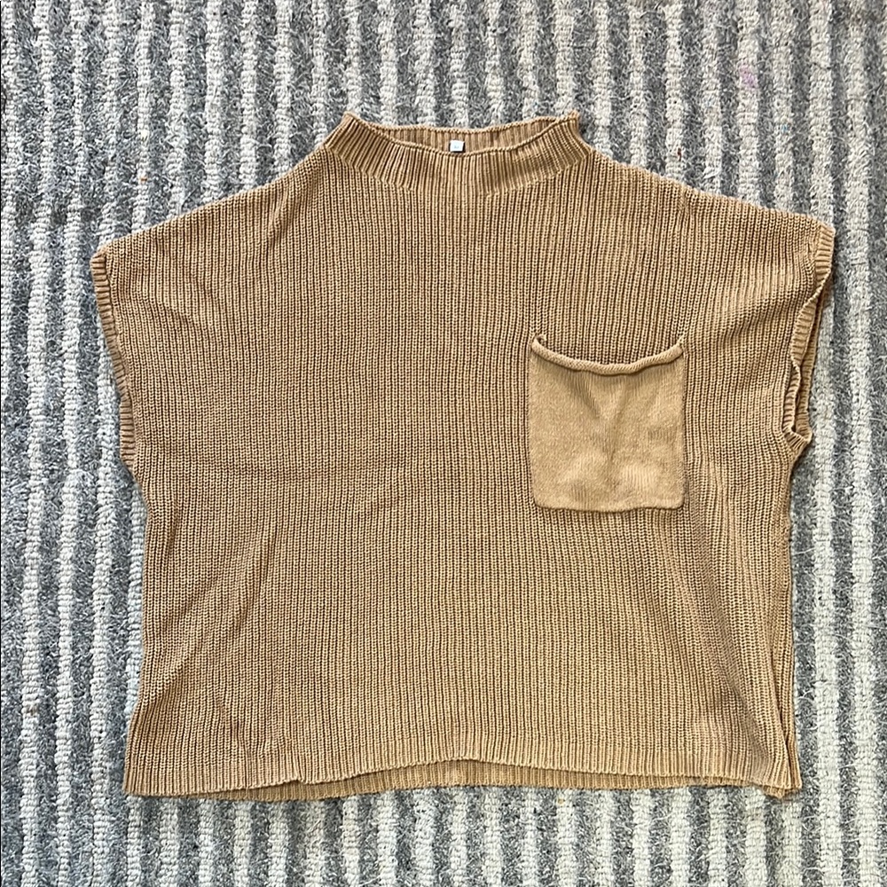 Tan Knit Sleeveless Top